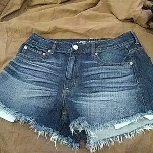 Hi-rise distressed shorts